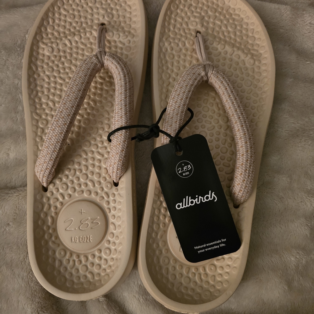🩴 Allbirds Sugar Zeffer Flip Flops - Lux Beige (W11 / M9) NEW with Tags